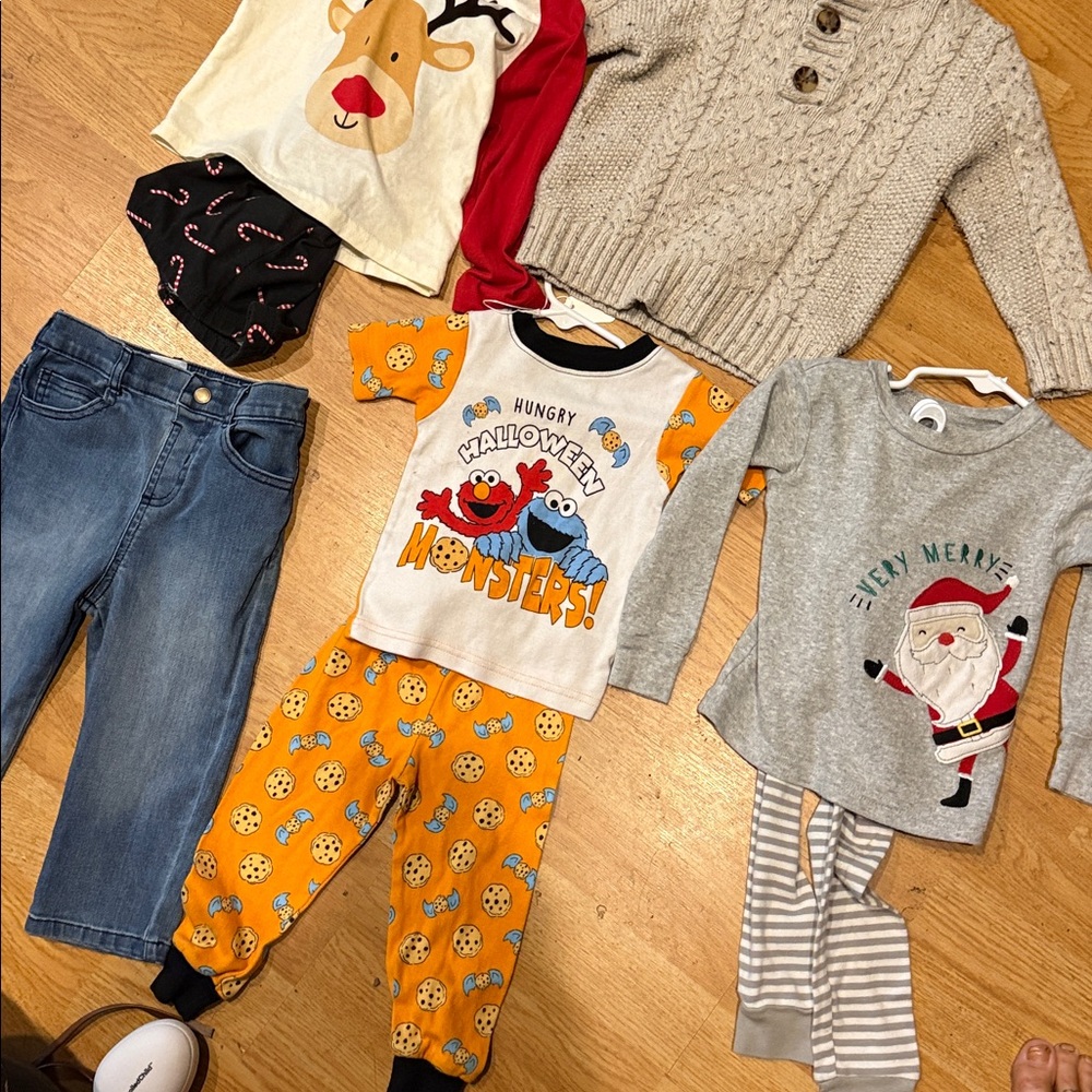 Kids Christmas/Halloween Clothing Bundle with Graphic Tees and Pajamas